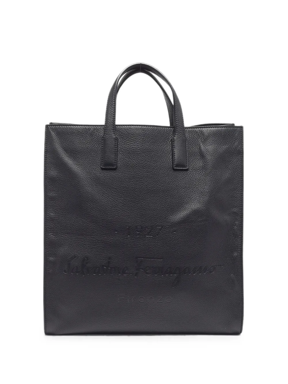 Ferragamo Pre-Owned debossed-logo leather tote bag - Nero