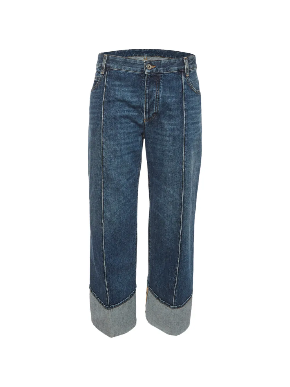 Bottega Veneta Pre-Owned turn-up straight-leg jeans - Blu