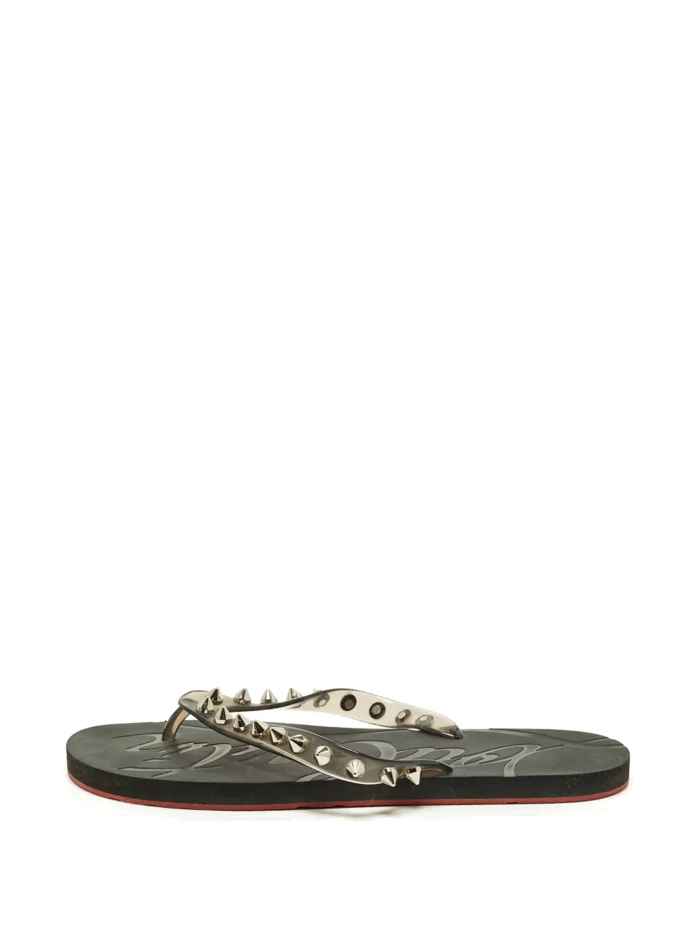 Christian Louboutin Pre-Owned Loubi Flip Flip-Flops mit spitzen Nieten - Grau