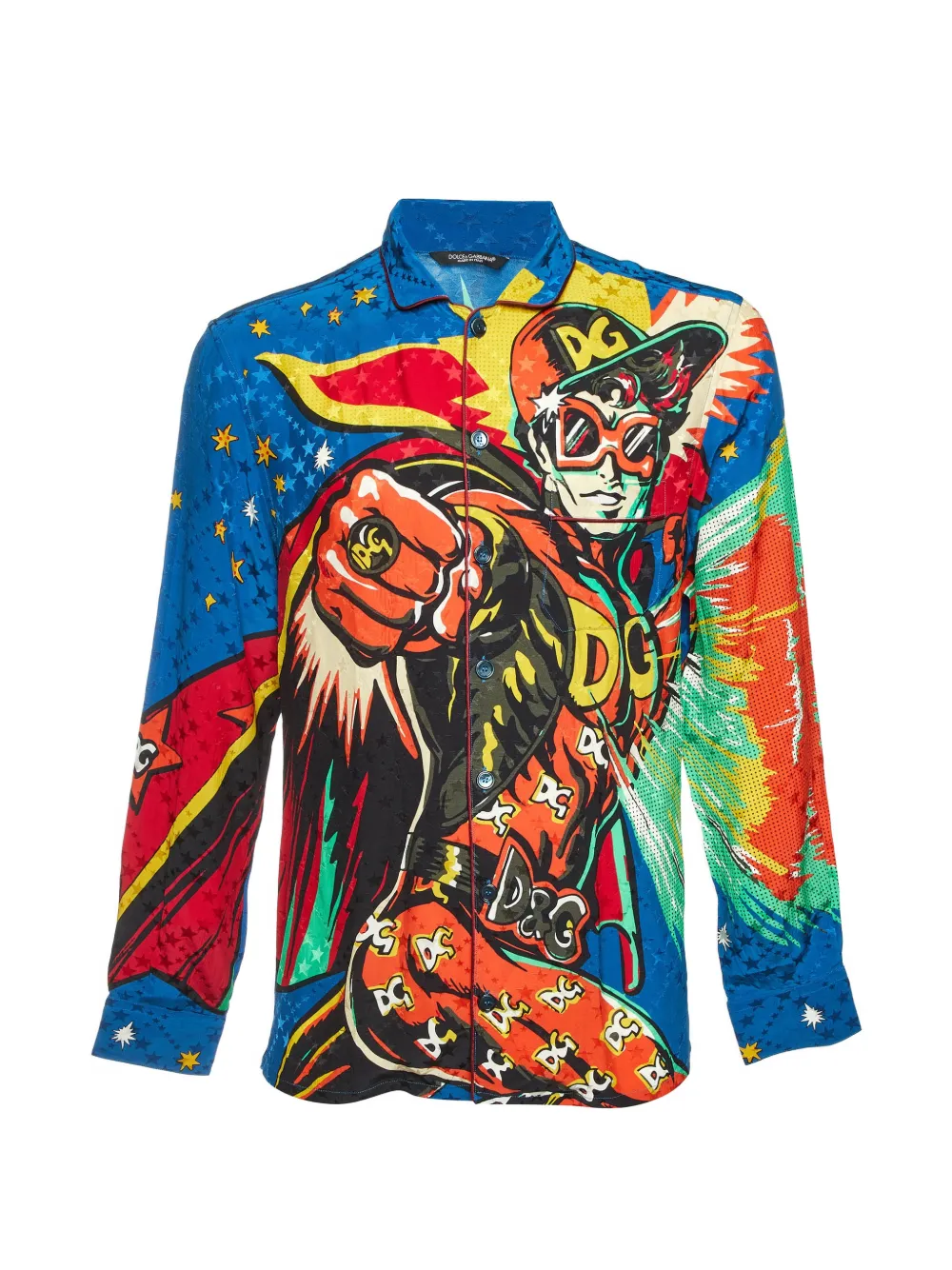 Dolce & Gabbana Pre-Owned Superhero print pajama shirt - Blu