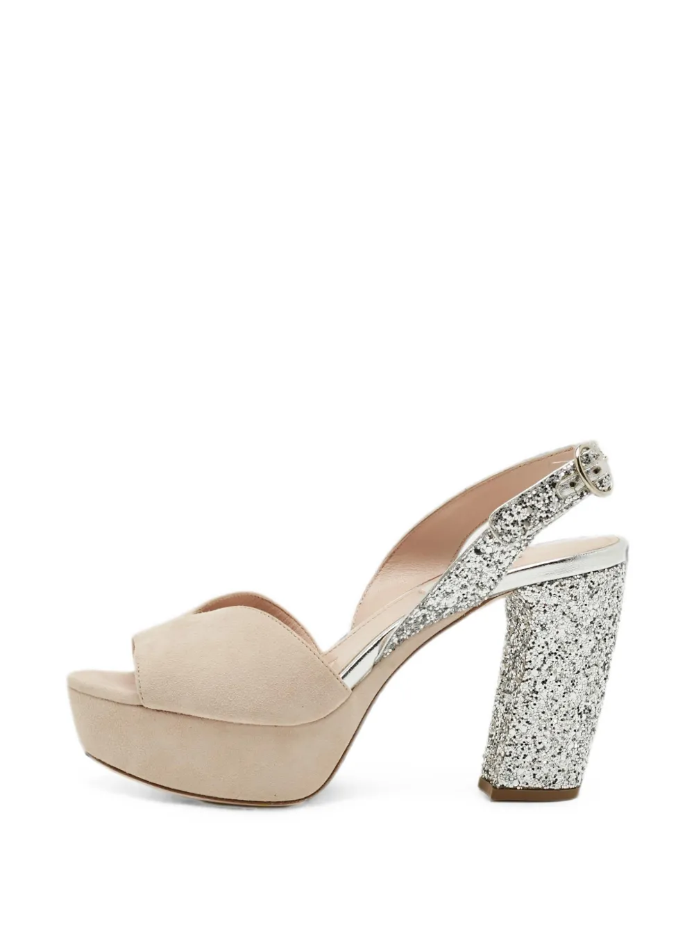 Miu Miu Pre-Owned glitter-detail platform sandals - Nude