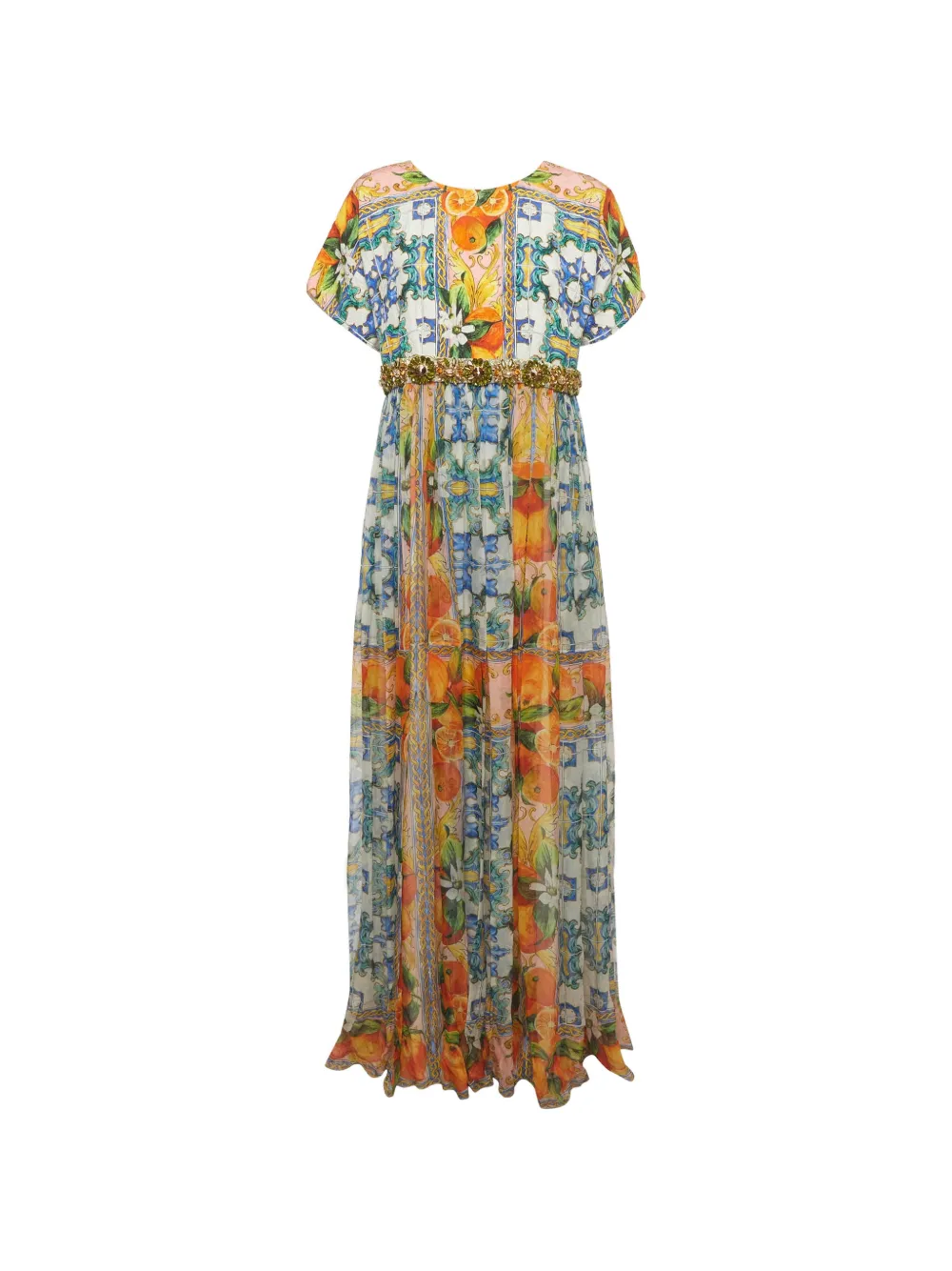 Dolce & Gabbana Pre-Owned Majolica-print embellished maxi dress - Arancione