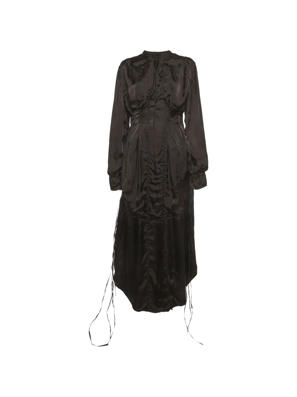 Jil Sander Pre-Owned pleated satin maxi dress - Nero