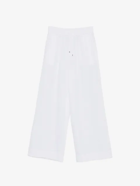 Clips drawstring-detail wide-leg linen trousers