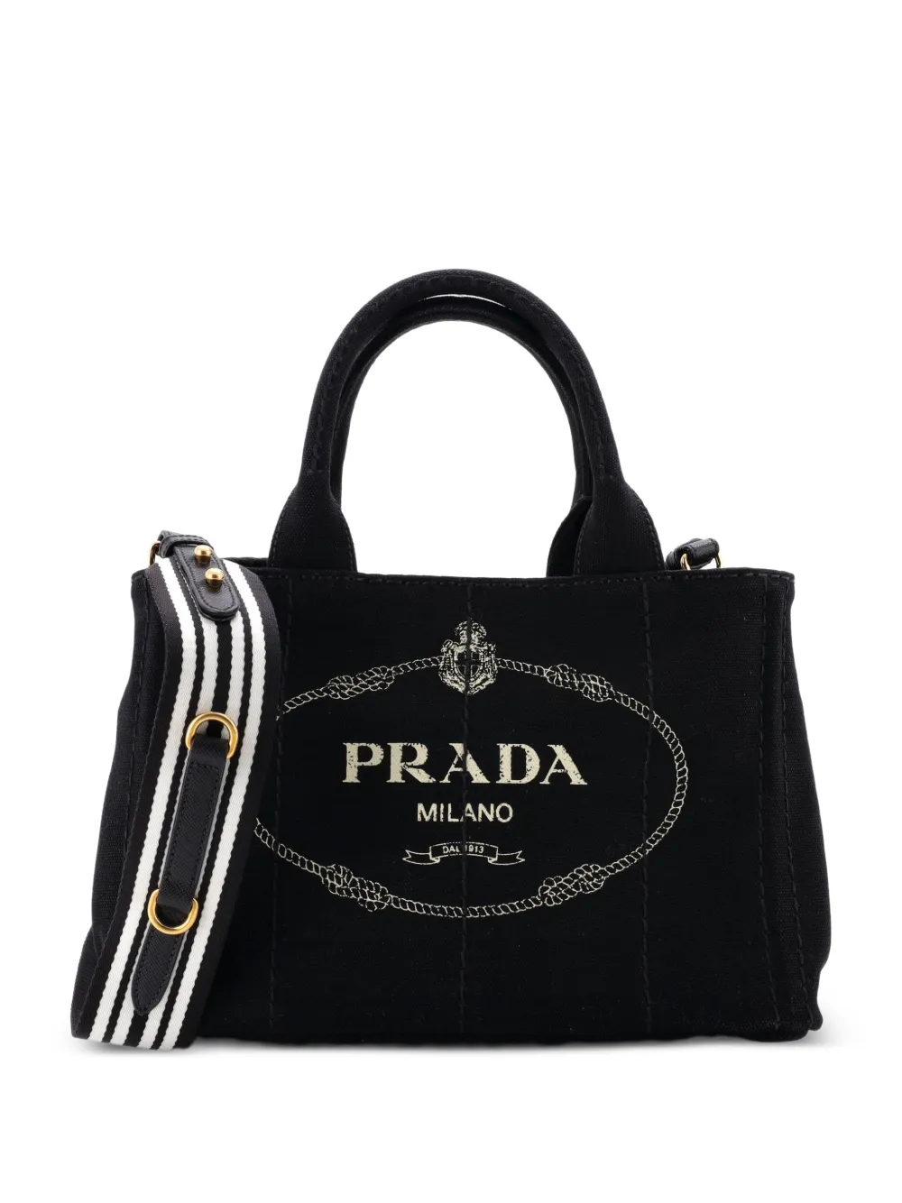 Prada Pre-Owned Canapa Convertible Shopping Canvas Small tote bag - Nero