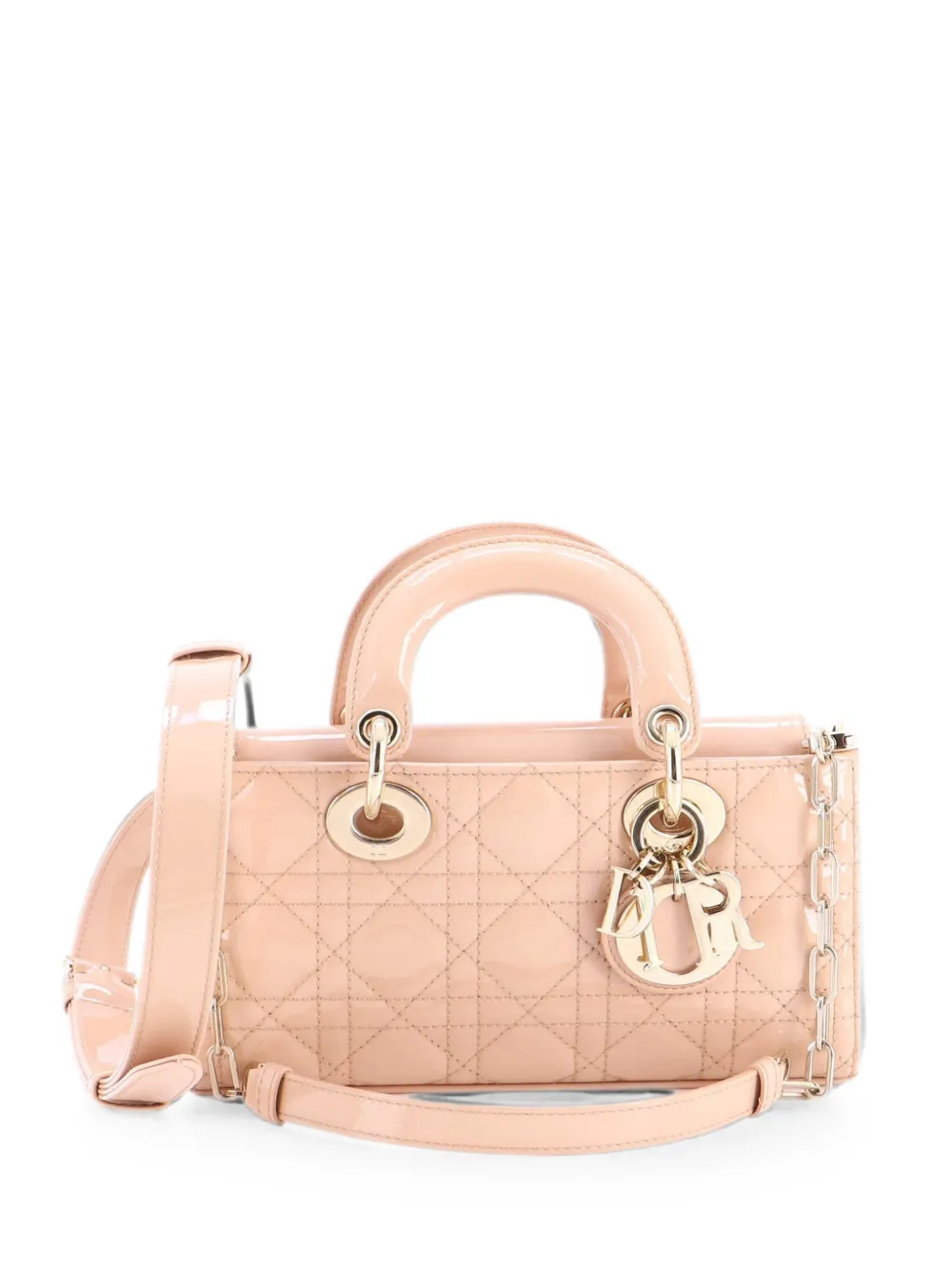 Christian Dior Pre-Owned Lady D-Joy Bag Cannage Quilt Patent Small shoulder bag - Neutrals