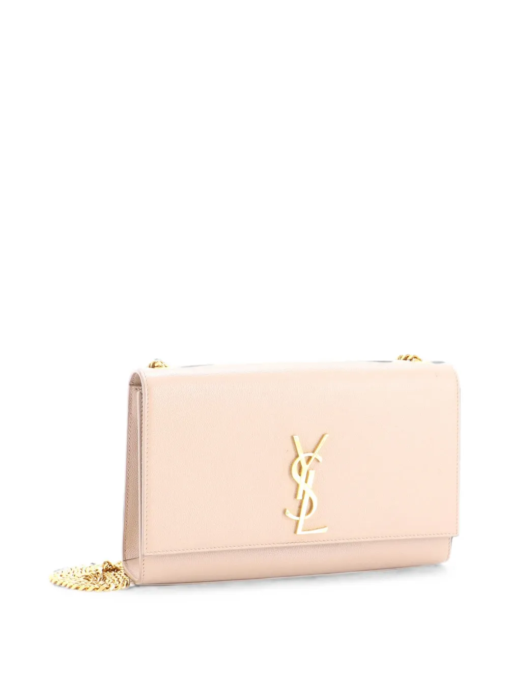  Saint Laurent Pre-owned Borsa A Tracolla Classic Media In Pelle Martellata Con Monogramma - Toni Neutri 