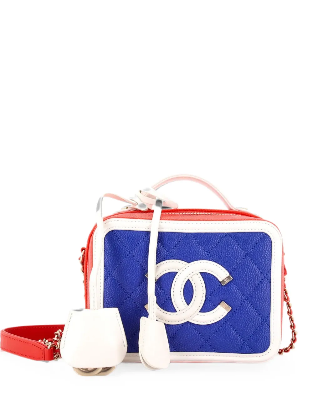 CHANEL Pre-Owned Filigree Vanity Case Quilted Caviar Small satchel - Blu