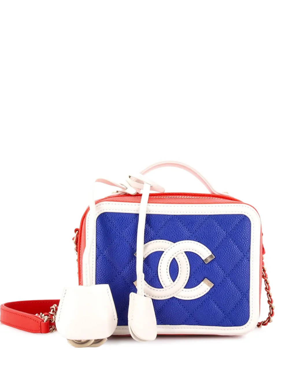 CHANEL Pre-Owned Filigree Vanity Case Quilted Caviar Small satchel - Blu