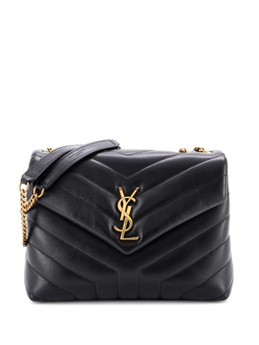 Saint Laurent Pre-Owned Loulou Matelasse Chevron Leather Small shoulder bag - Black