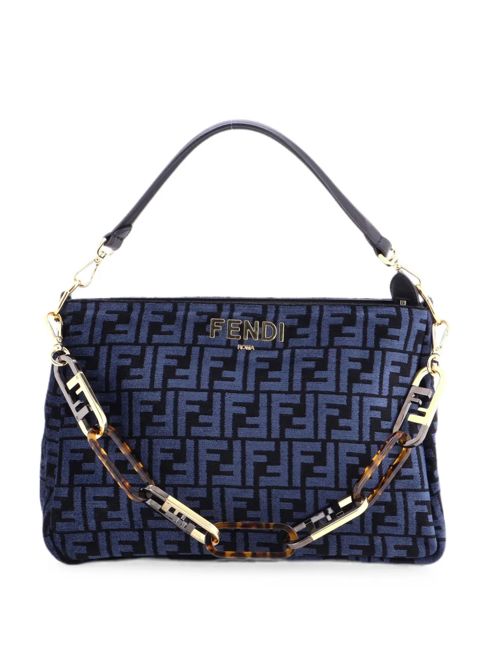 Fendi Pre-Owned O'Lock Zip Shoulder Bag Zucca Chenille hobo bag - Blu