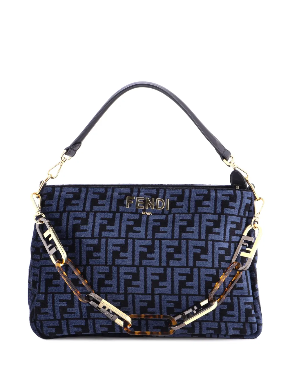 Fendi Pre-Owned O'Lock Zip Shoulder Bag Zucca Chenille hobo bag - Blu