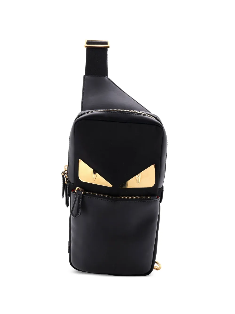 Fendi Pre-Owned Monster Sling Bag Nylon and Leather Medium crossbody bag - Black