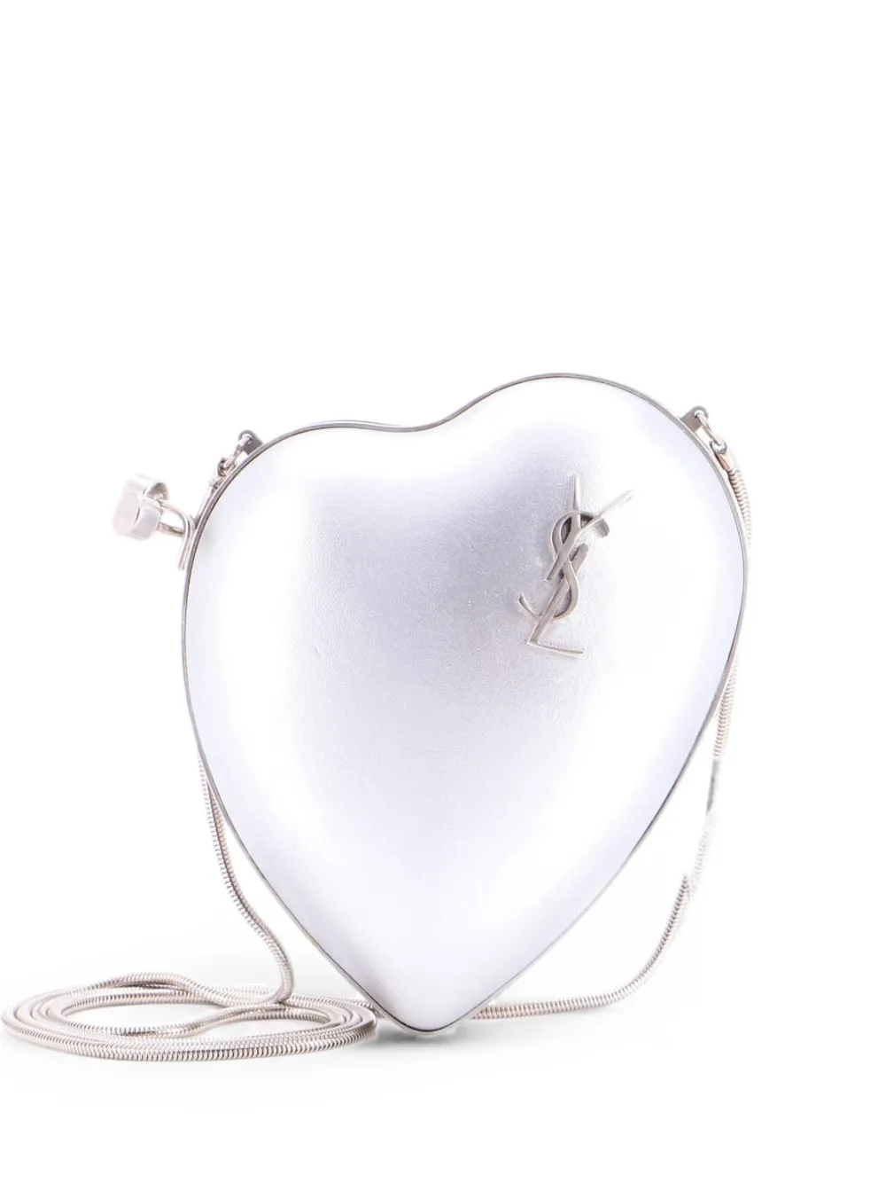 Saint Laurent Pre-Owned Love Heart Chain Box Leather Small clutch bag - Effetto metallizzato