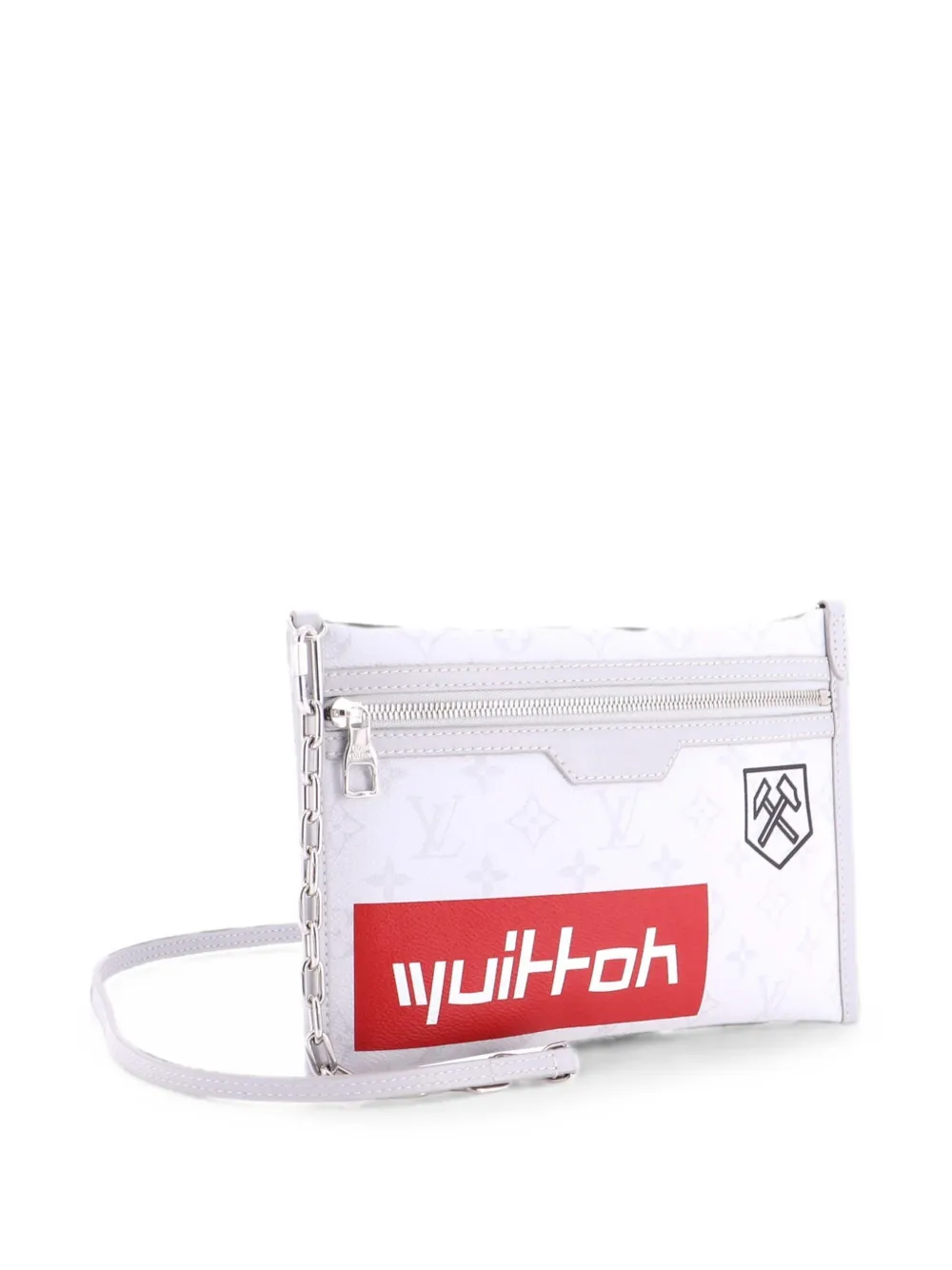  Louis Vuitton Pre-owned Bandolera Double Flat Messenger Bag Limited Edition Logo Story De Tejido Vaquero Y Lona Monogram - Gris 