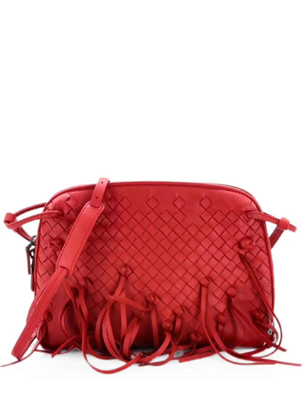 Bottega Veneta Pre-Owned Nodini Fringe Intrecciato Nappa Small crossbody bag - Rot