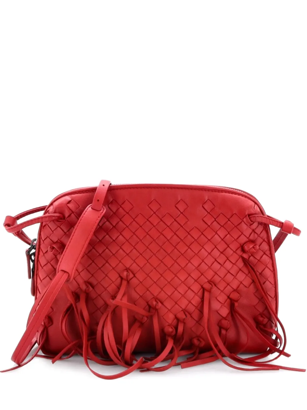 Bottega Veneta Pre-Owned Nodini Fringe Intrecciato Nappa Small crossbody bag - Rosso