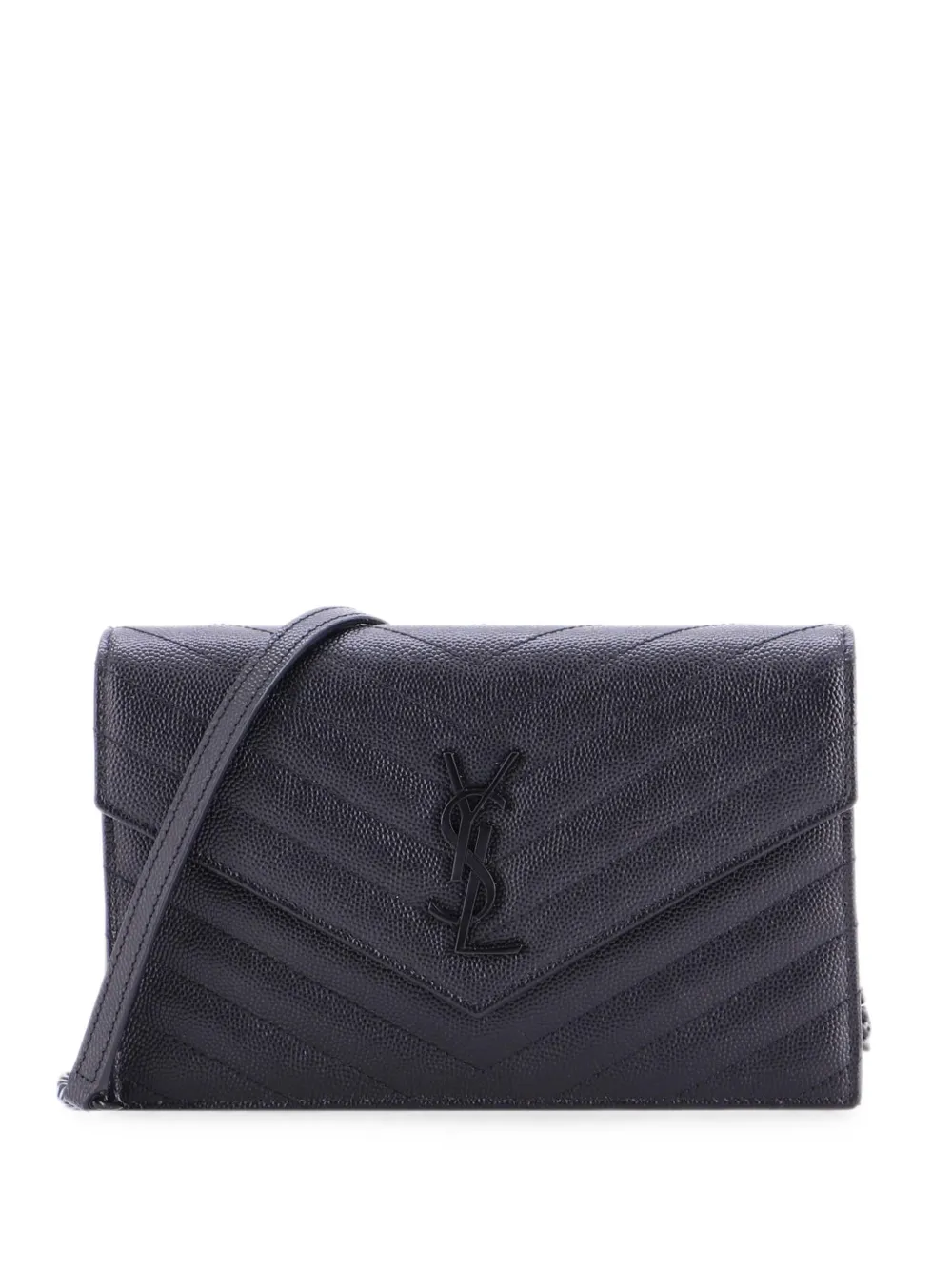 Saint Laurent Pre-Owned Borsa a tracolla Classic Monogram piccola in pelle matelassé con motivo chevron - Nero
