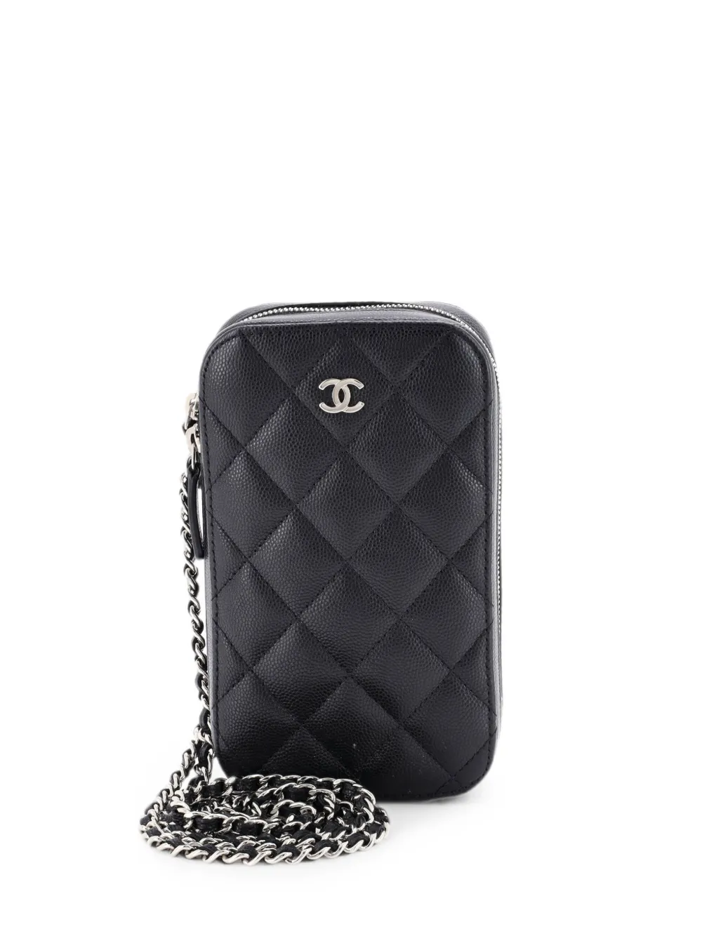 CHANEL Pre-Owned Zip Around Phone Case with Chain Quilted Caviar crossbody bag - Nero