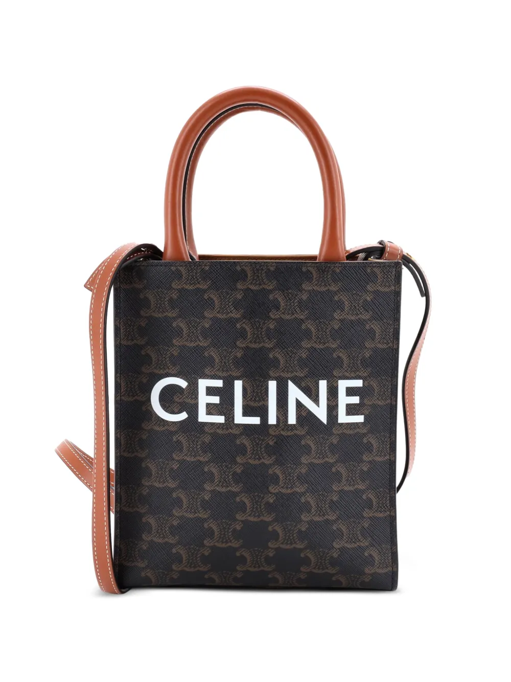 Celine Pre-Owned Vertical Cabas Tote Triomphe Coated Canvas Mini satchel - Marrone