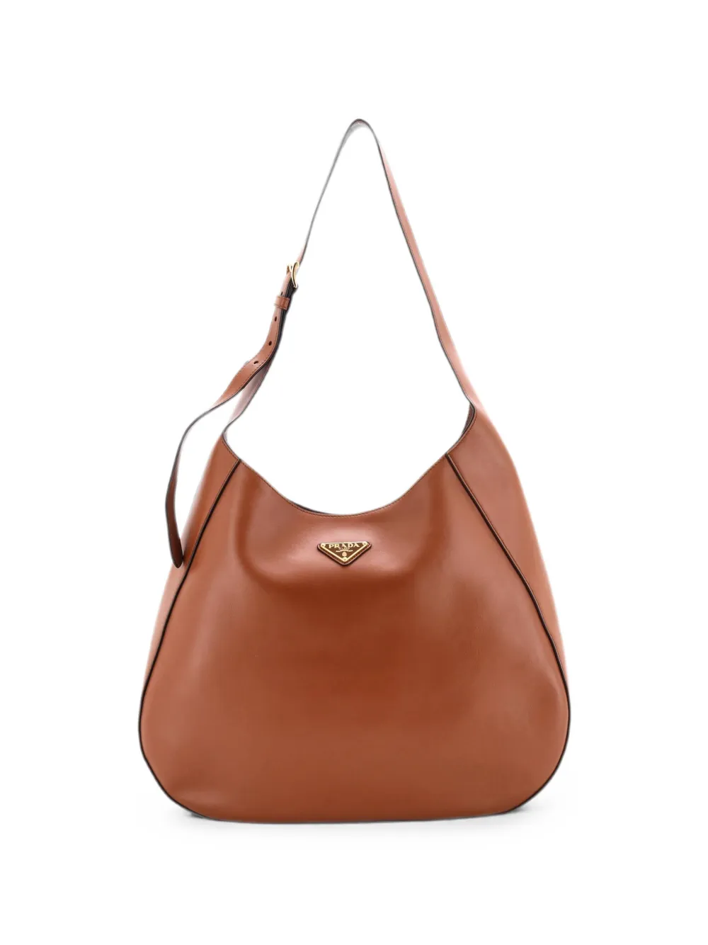 Prada Pre-Owned Triangle Logo Curved City Calf Large hobo bag - Marrone