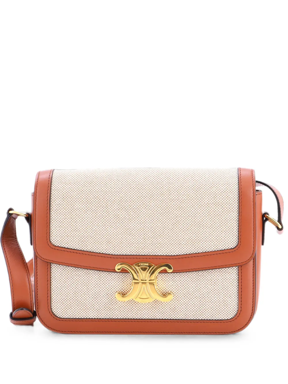 Celine Pre-Owned Triomphe Shoulder Bag Canvas with Leather Medium crossbody bag - Brown