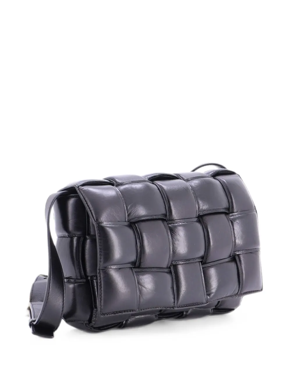  Bottega Veneta Pre-owned Borsa A Tracolla Cassette In Pelle Imbottita Con Motivo Maxi Intrecciato - Nero 