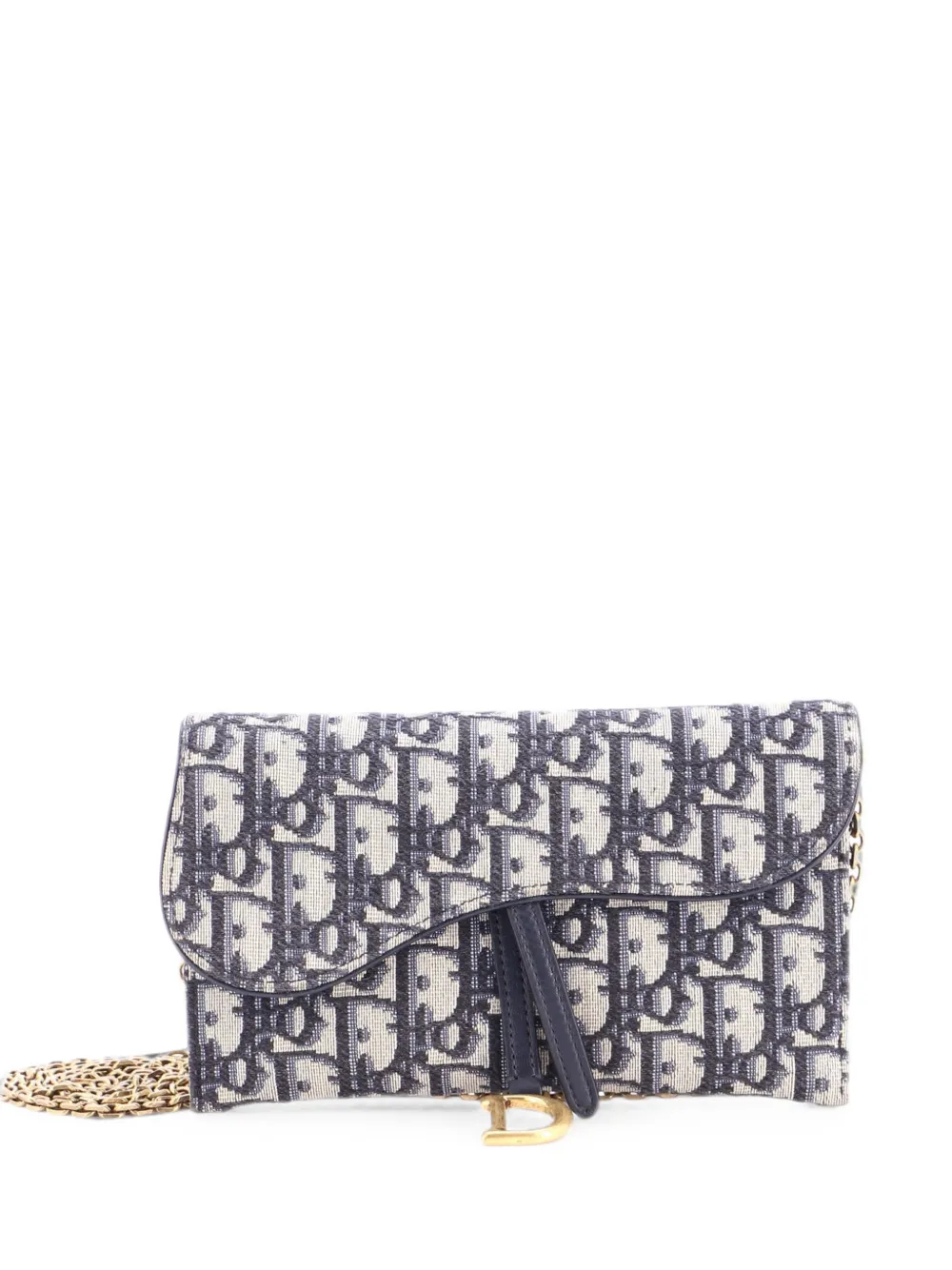 Christian Dior Pre-Owned Borsa a tracolla in tela con motivo Oblique e catena - Blu