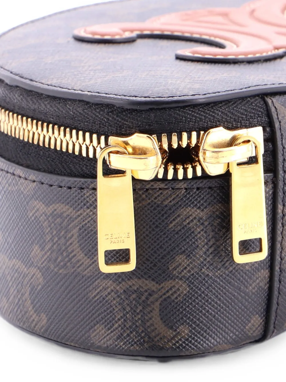 瑠衣　CELINE ブラウンポーチ イタリア製 Celine Pre-Owned ハーフムーン ケース トリオンフ コーテッド