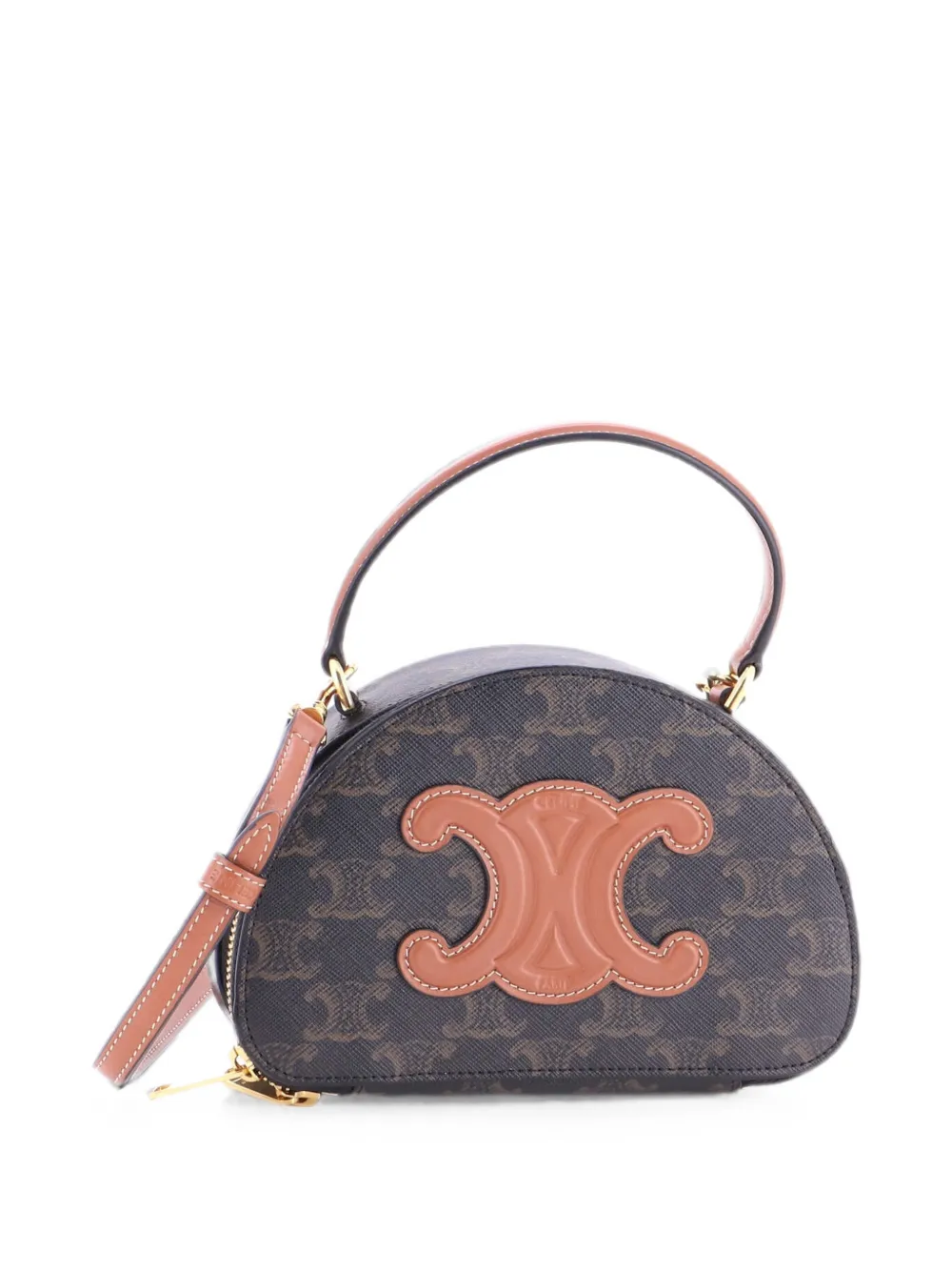 Celine Pre-Owned Half Moon Case Triomphe Coated Canvas with Leather pouch - Marrone