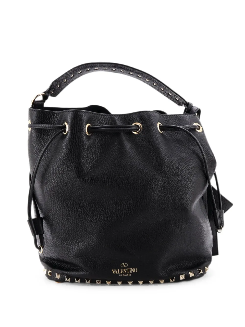 Valentino Garavani Pre-Owned Rockstud Top Handle Leather Medium bucket bag - Nero