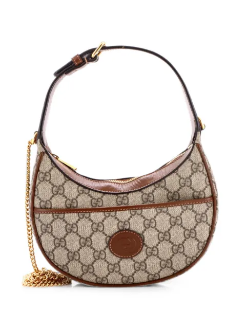 Gucci Pre-Owned インターロッキングG パッチ ハーフムーン GGコーテッドキャンバス ミニ ホーボーバッグ