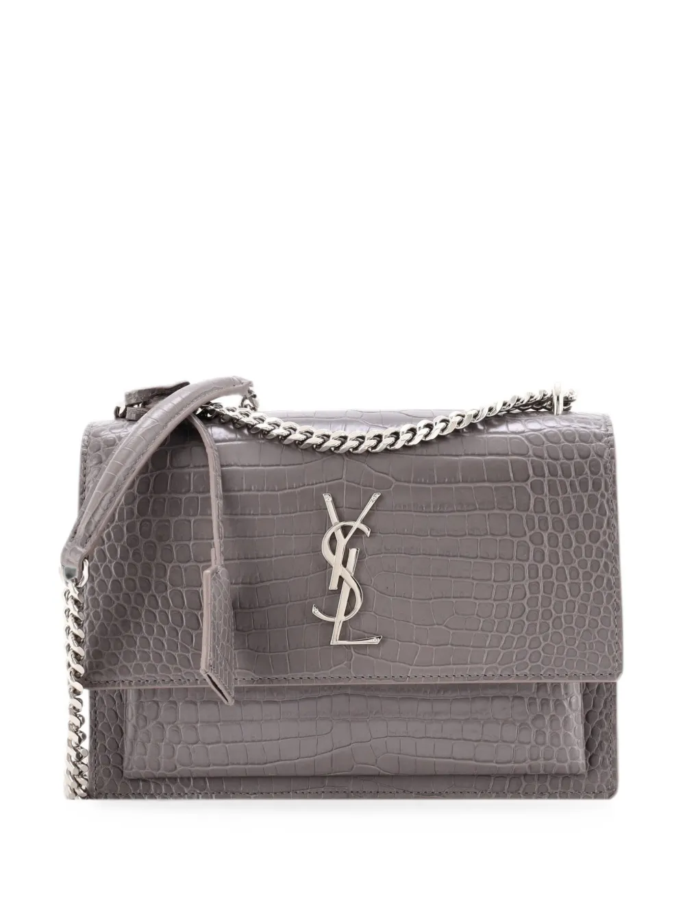 Saint Laurent Pre-Owned Sunset Crocodile Embossed Leather Medium crossbody bag - Grey