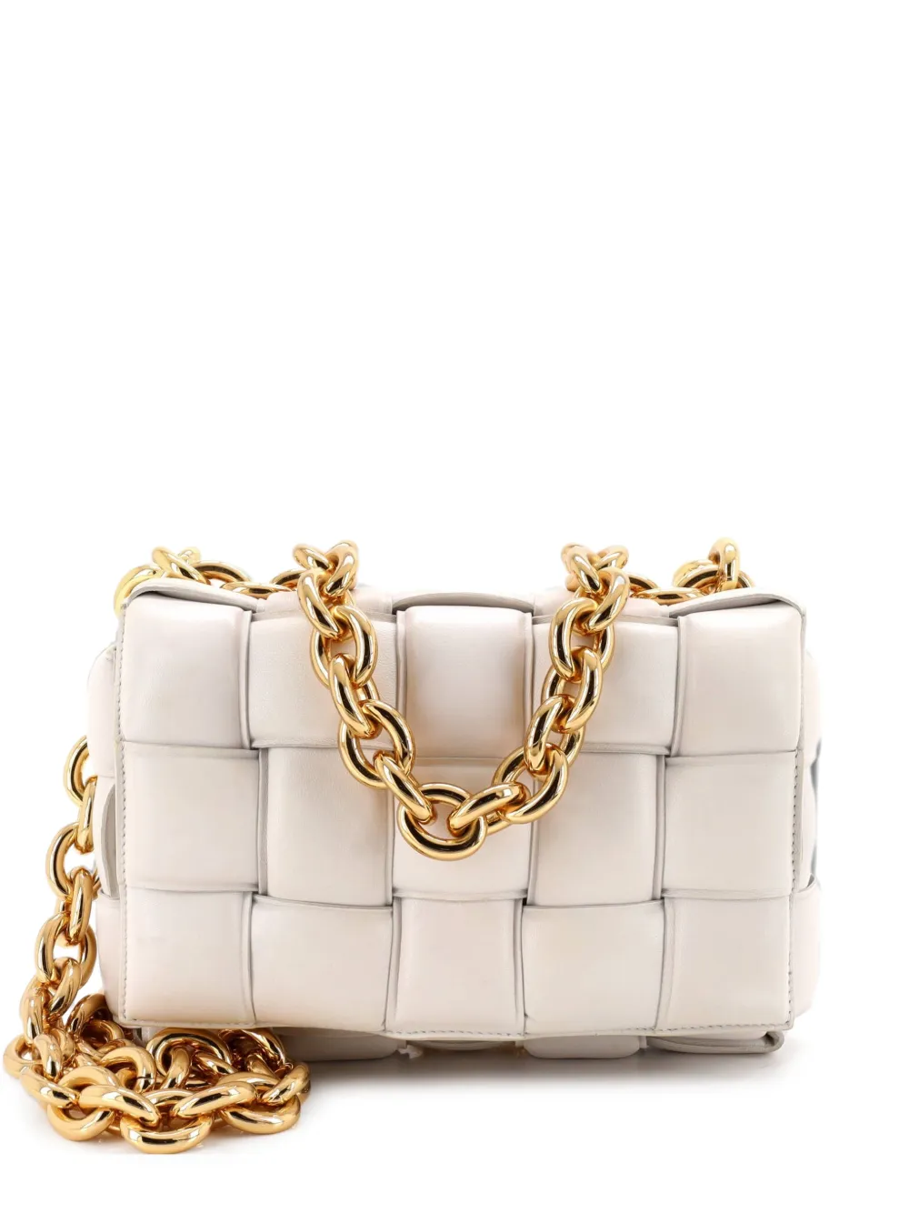 Bottega Veneta Pre-Owned Cassette Chain Padded Maxi Intrecciato Leather crossbody bag - Nude