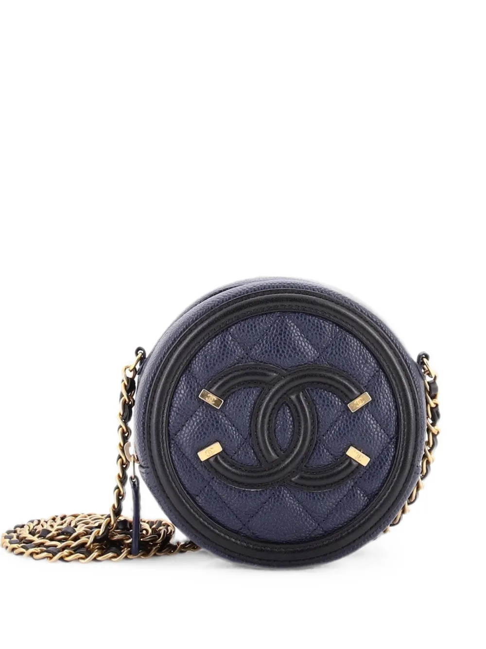 CHANEL Pre-Owned Borsa a tracolla mino in pelle Caviar trapuntata con catena - Nero