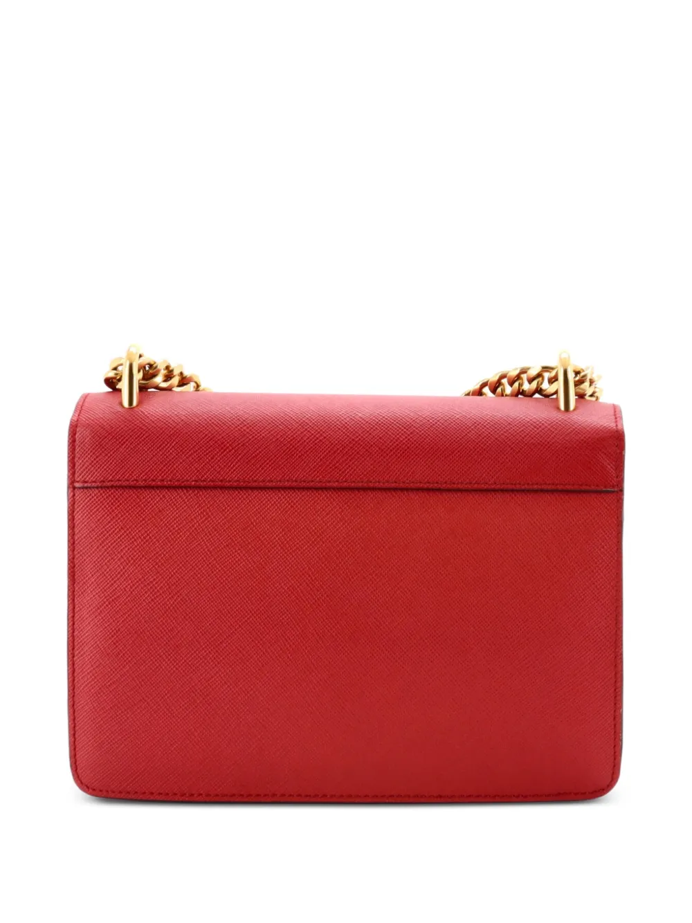 Prada Pre-owned Chain Flap Bag Saffiano Leather Small Crossbody Bag in Red, view 2
