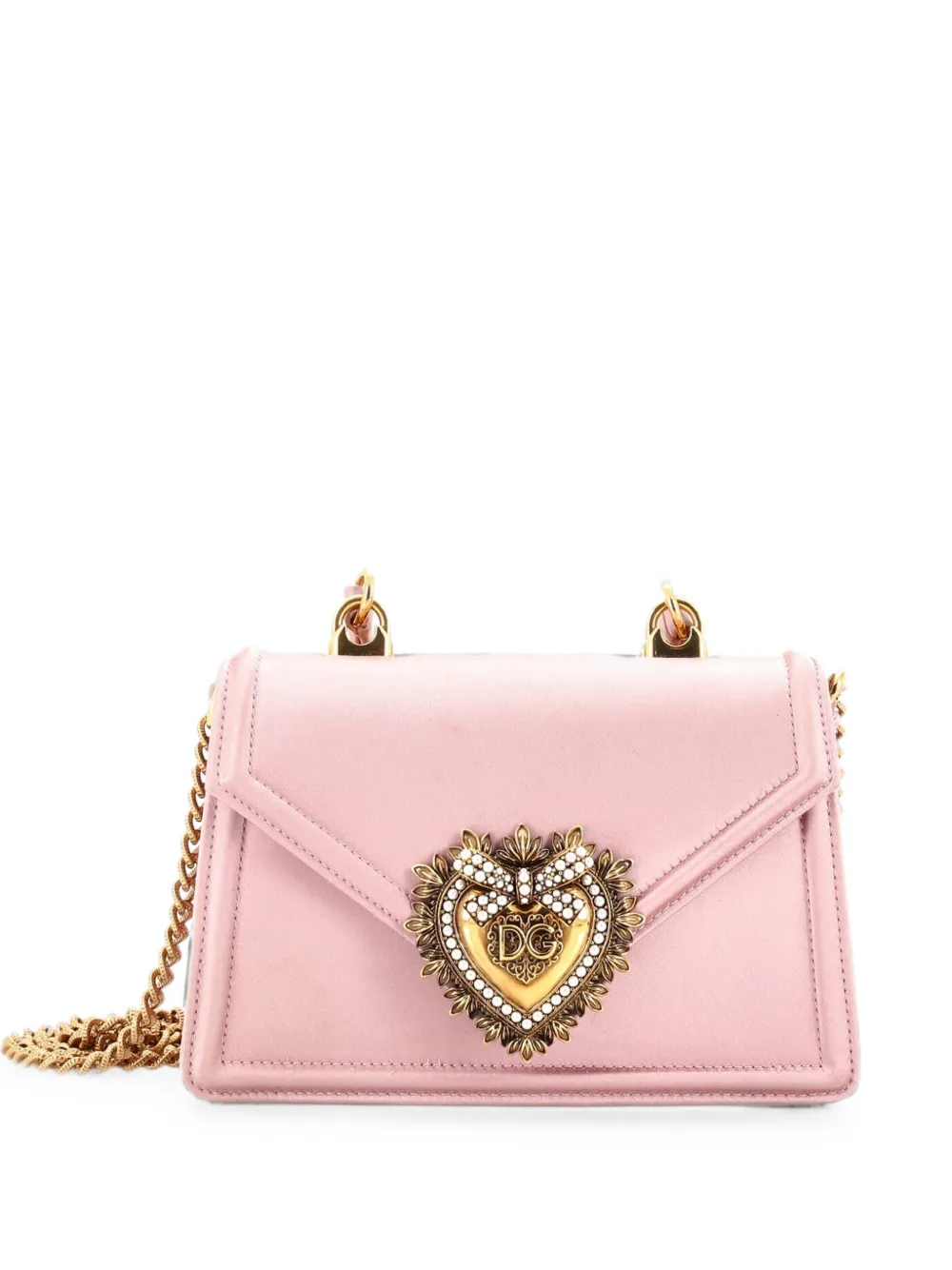 Pre-owned Dolce & Gabbana Devotion Top Handle Bag Satin Mini Crossbody Bag In Pink