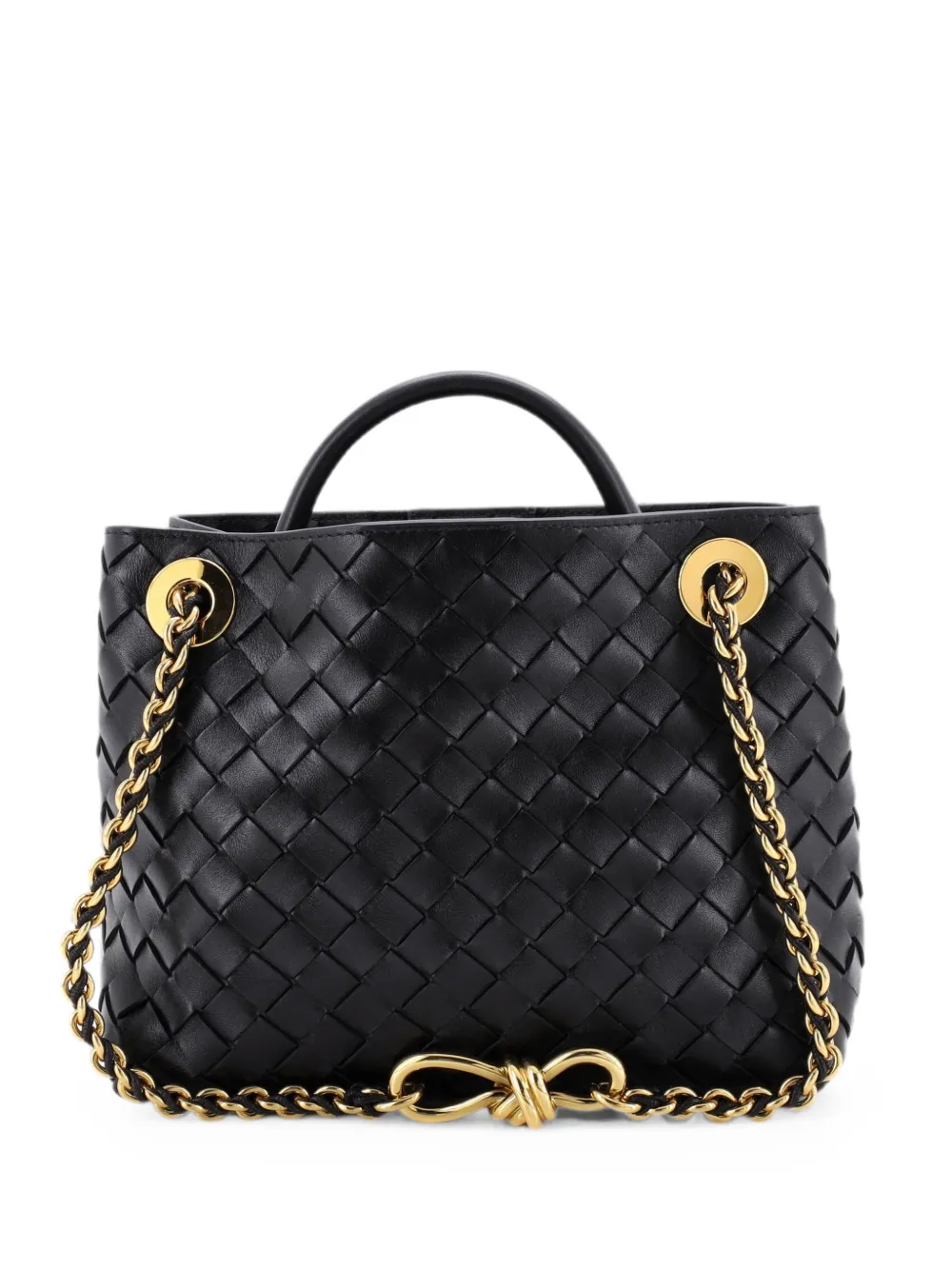Bottega Veneta Pre-Owned Andiamo Chain Top Handle Bag Intrecciato Nappa Small satchel - Black