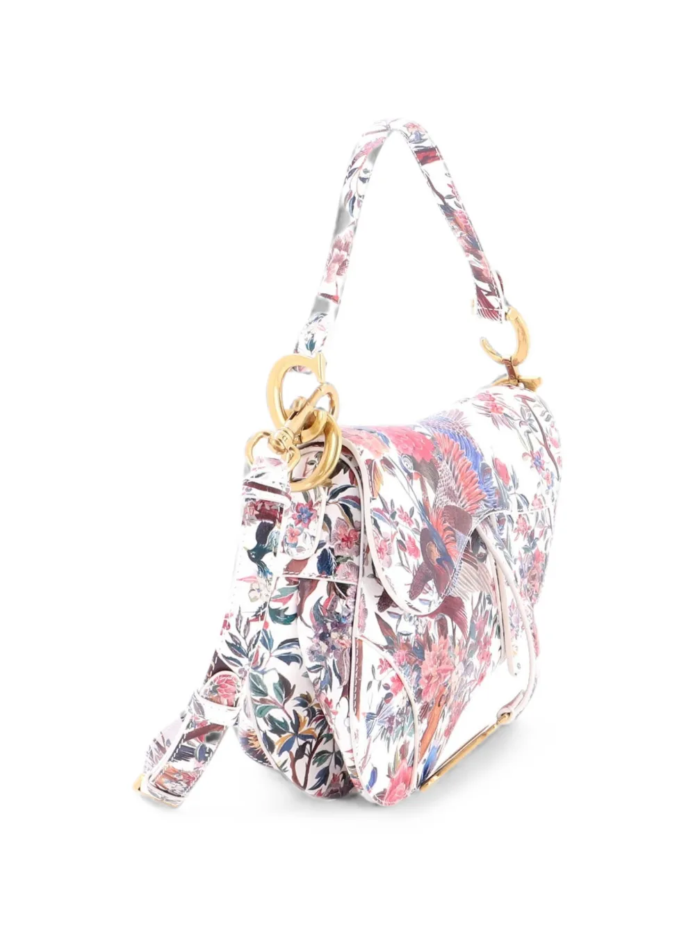  Christian Dior Pre-owned Saddle Handbag With Strap Printed Leather Medium Shoulder Bag - Multicolore 