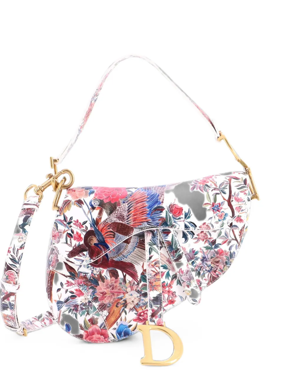 Christian Dior Pre-Owned Borsa a spalla Saddle media in pelle con stampa e tracolla - Multicolore