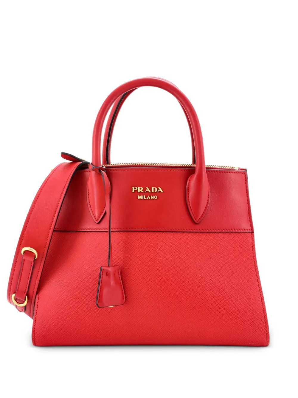 Prada Pre-Owned Paradigme Tote Saffiano with City Calf Small satchel - Rosso