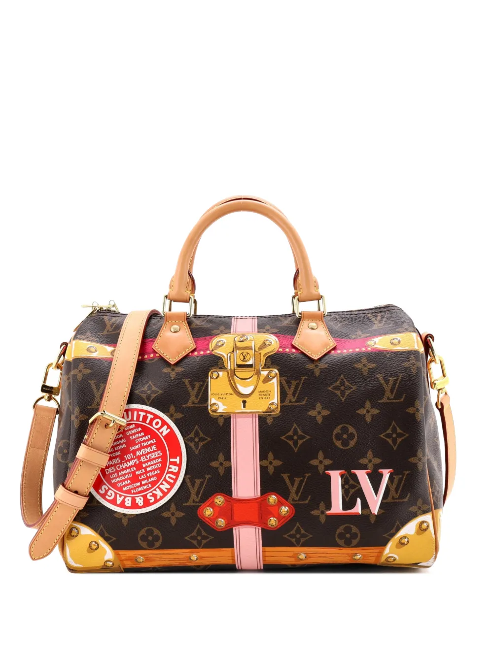 Louis Vuitton Pre-Owned Speedy Bandouliere Bag Limited Edition Summer Trunks Monogram Canvas 30 satchel - Marrone