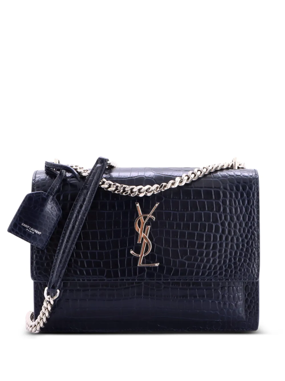 Saint Laurent Pre-Owned Sunset Crocodile Embossed Leather Medium crossbody bag - Blu