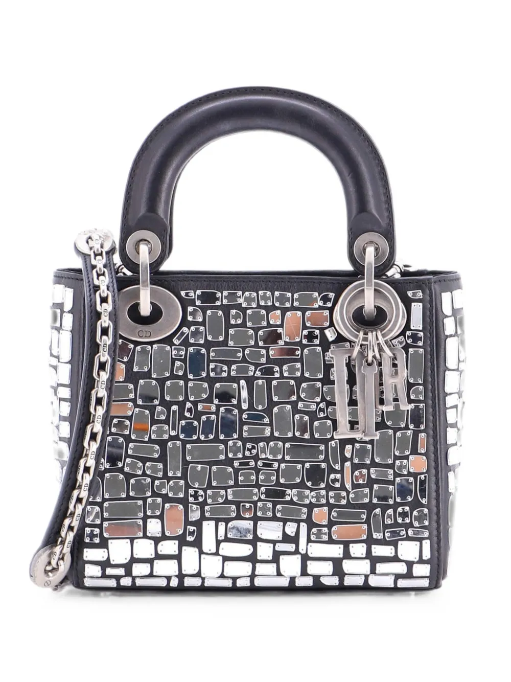 Christian Dior Pre-Owned Lady Dior Chain Bag Leather and Mirror Mosaic Mini shoulder bag - Black