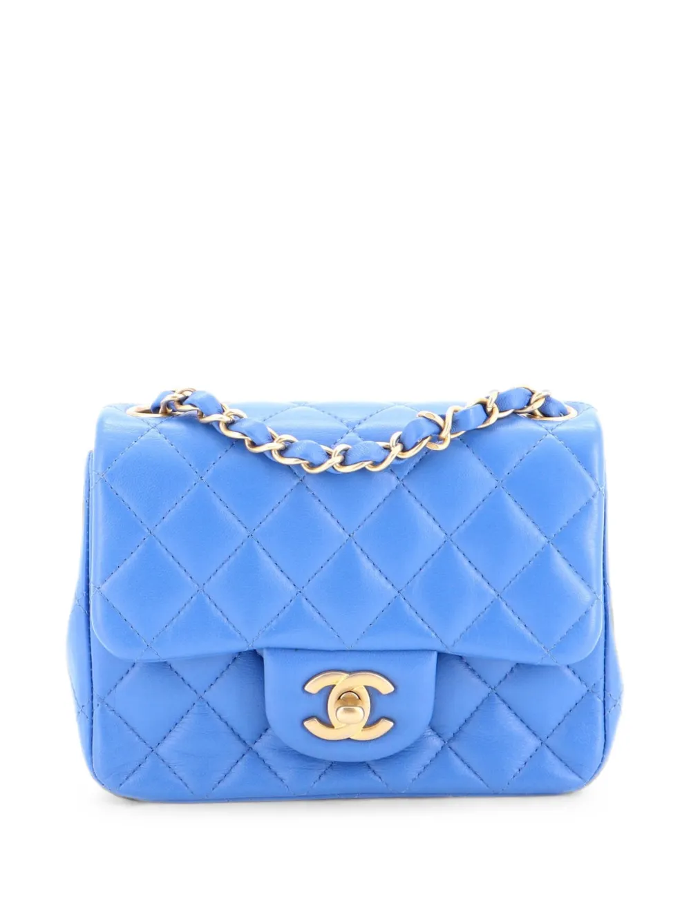 CHANEL Pre-Owned Square Classic Single Flap Bag Quilted Lambskin Mini crossbody bag - Blu