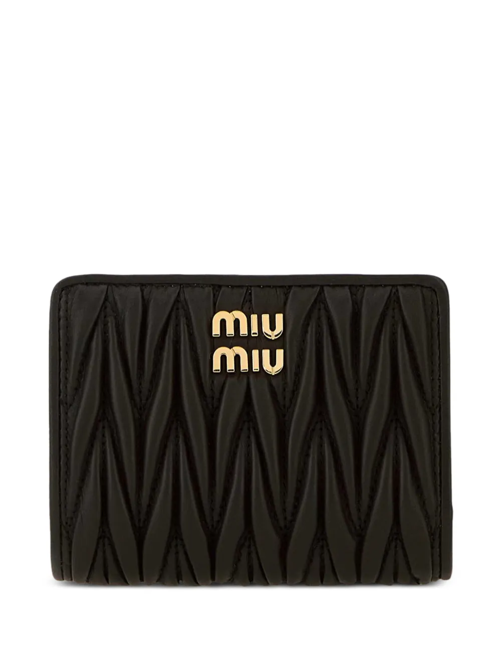 Miu Miu Portemonnaie aus Matelassé-Leder - Schwarz