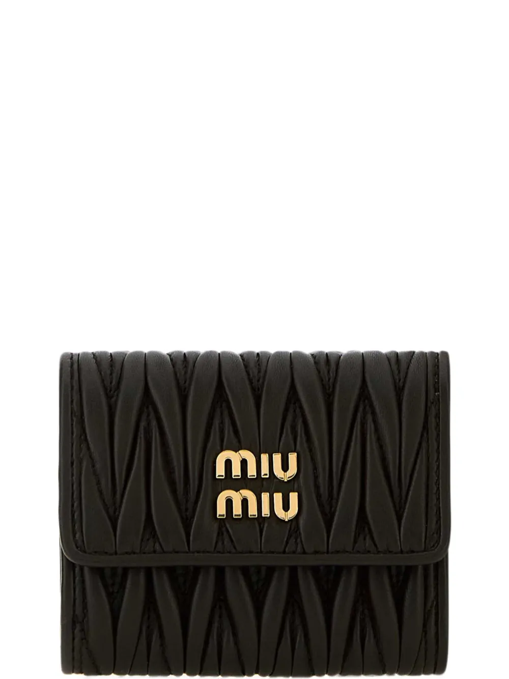 Miu Miu Portemonnaie aus Matelassé-Leder - Schwarz