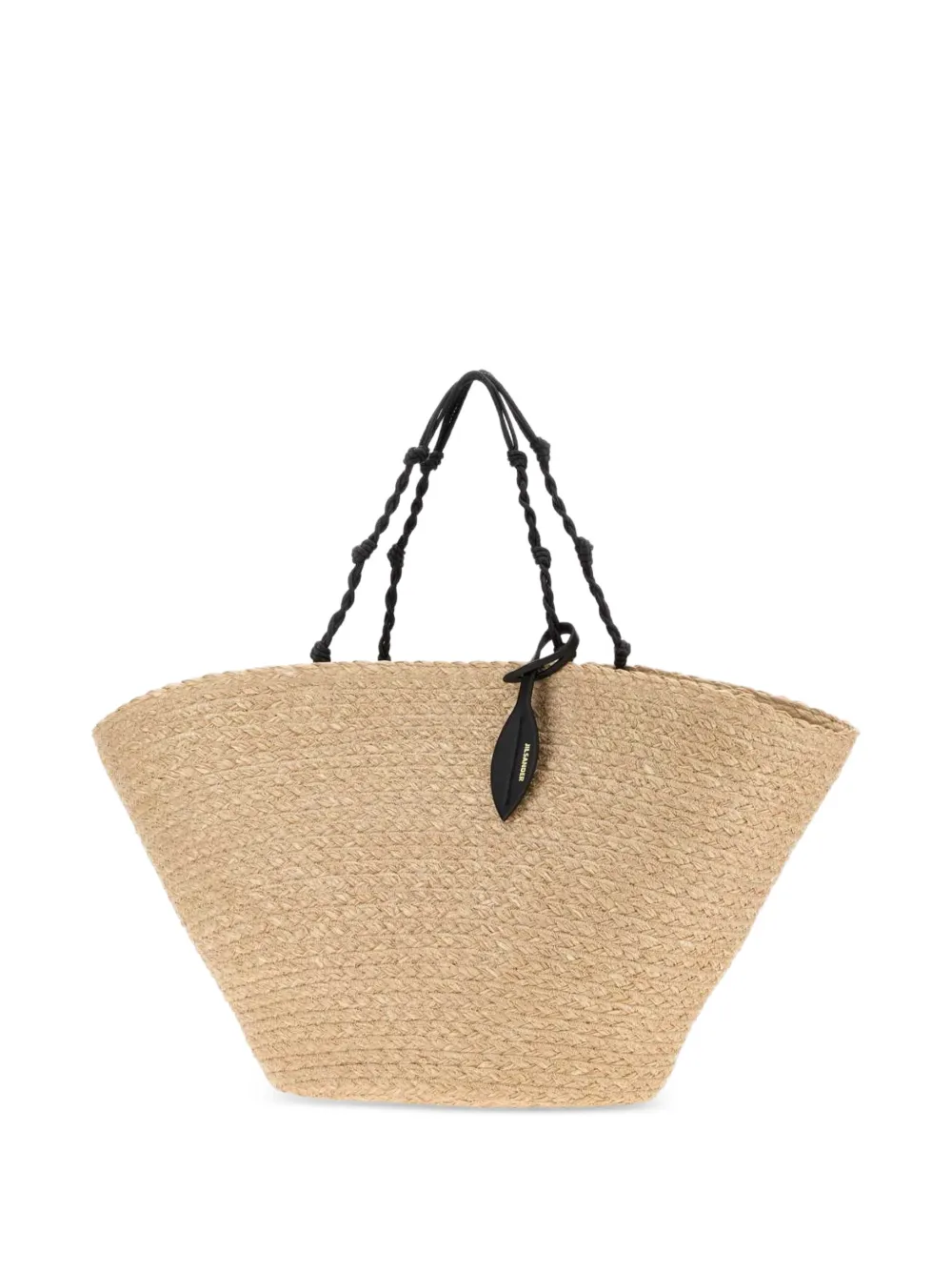 Jil Sander Tangle geweven strandtas Beige