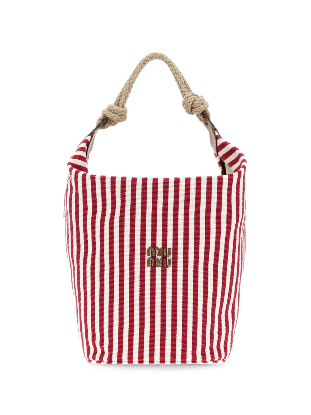 Miu Miu Borsa a secchiello a righe - Rosso