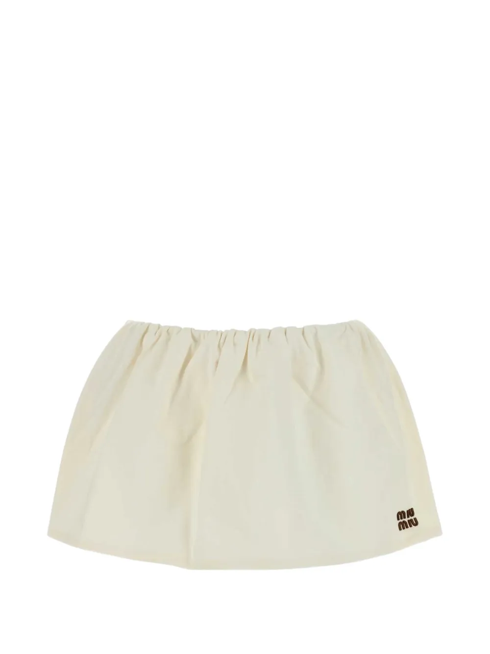 Miu Gesmockte mini-rok met logo-patch Beige